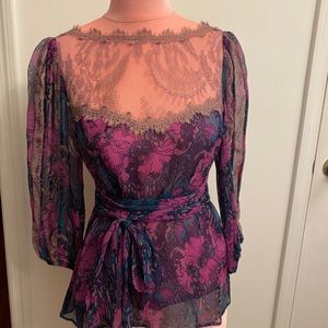 Nanette Lepore chiffon & lace top